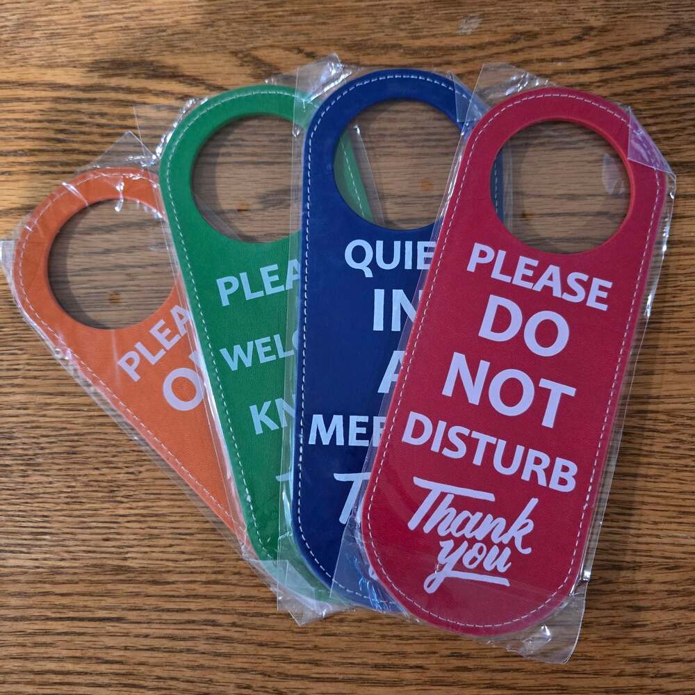 4-Pack Multi-Color Double-Sided Door Hanger Privacy Signs